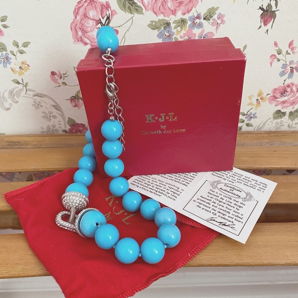 Kenneth J Lane Turquoise Beaded Statement Necklace